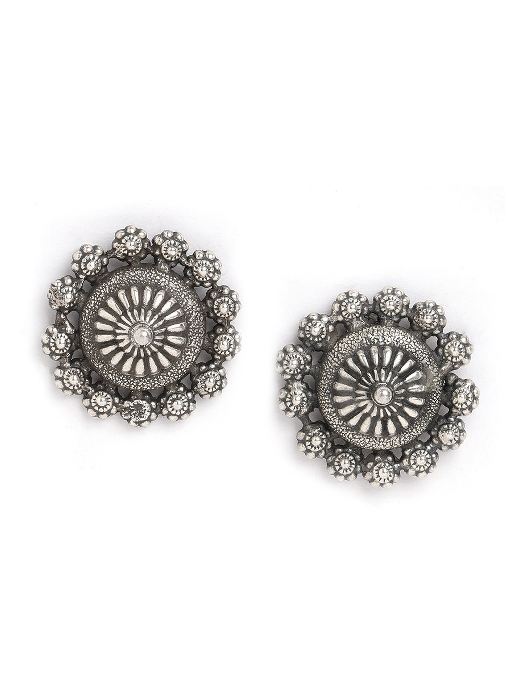 

ahilya Silver-Toned Contemporary Studs Earrings