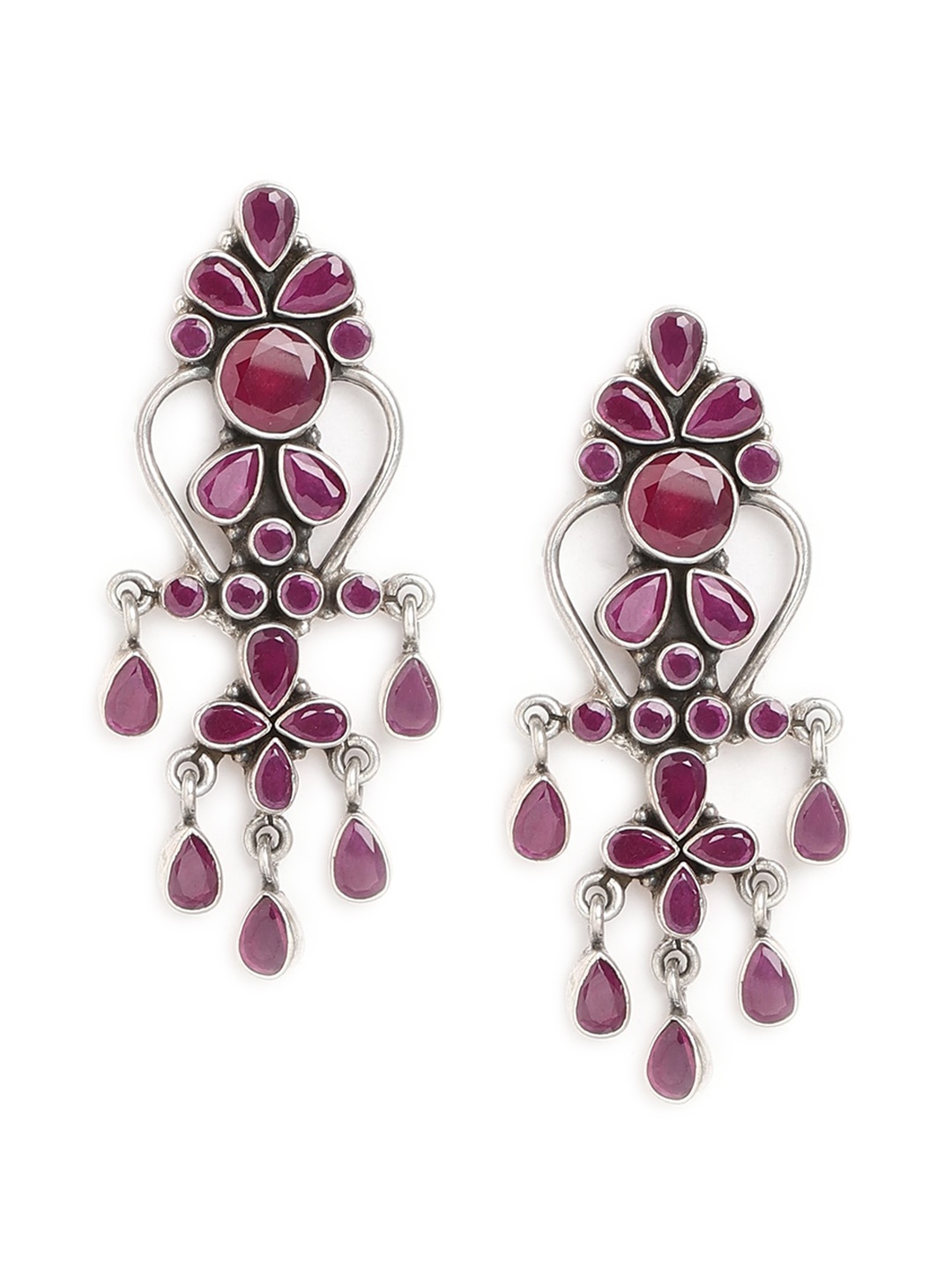 

ahilya Women Silver-Toned Contemporary Drop Earrings