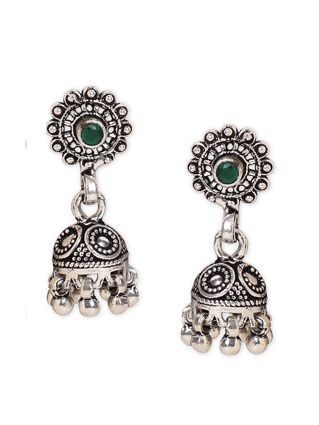 

ahilya Silver Plated Oxidised Contemporary Jhumkas Earrings