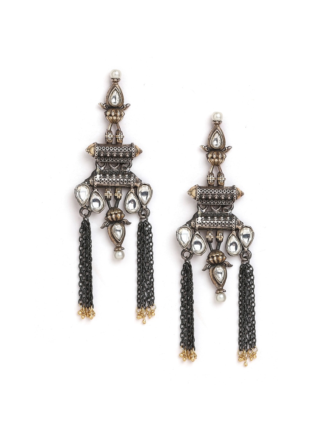 

ahilya Silver-Plated Contemporary Drop Earrings