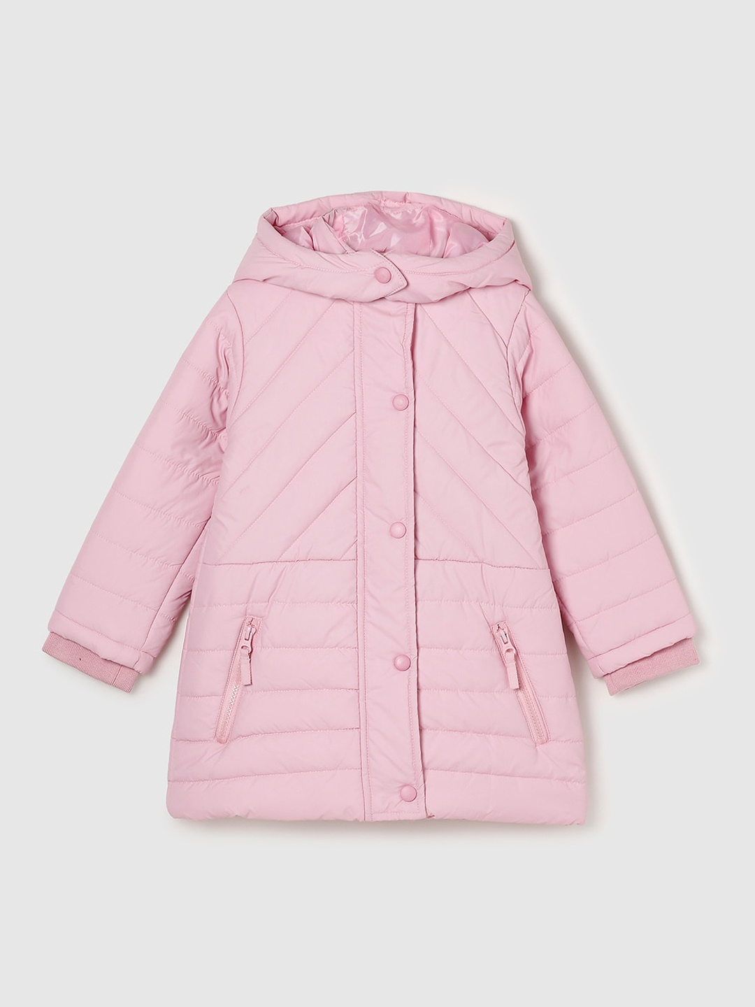 

max Girls Pink Windcheater Longline Puffer Jacket