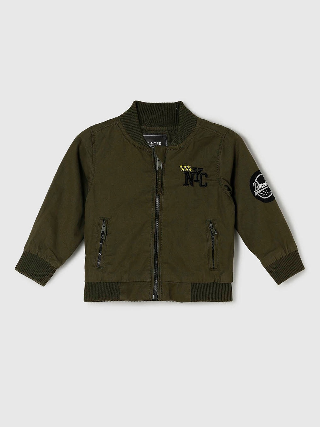 

max Boys Olive Green Windcheater Crop Bomber Jacket