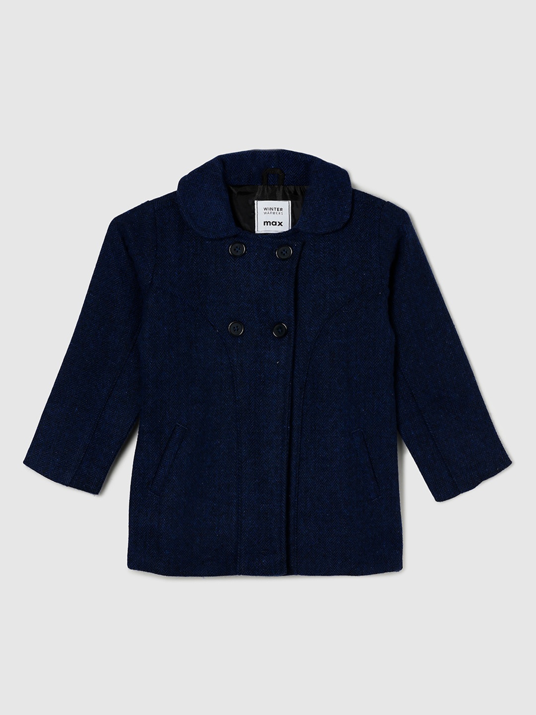 

max Girls Blue Self Design Longline Tailored Jacket