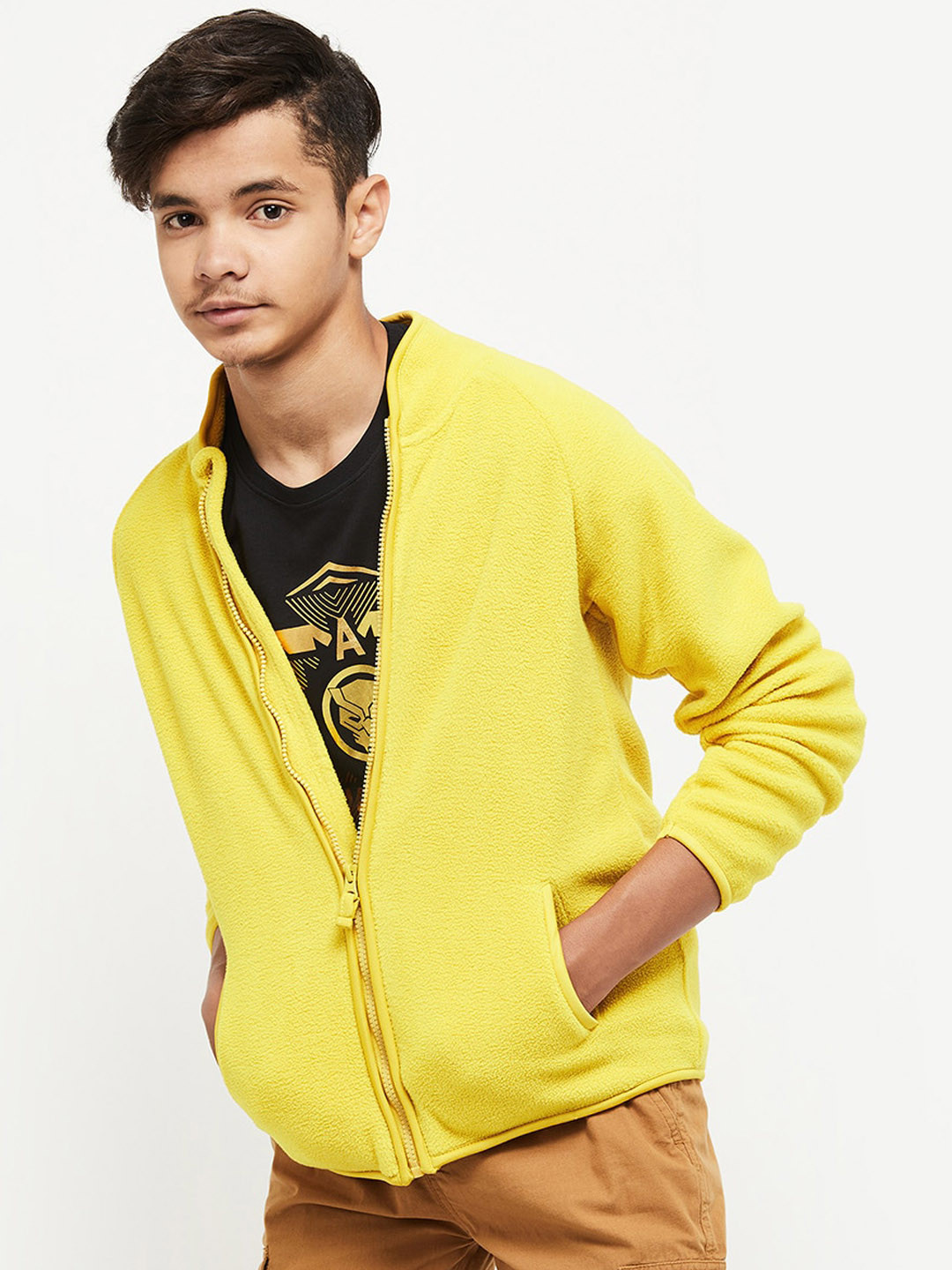 

max Boys Yellow Solid Windcheater Sporty Jacket