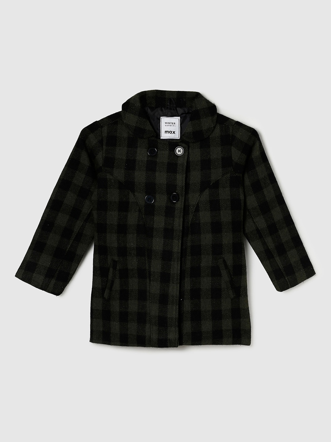 

max Girls Green & Black Checked Windcheater Padded Jacket