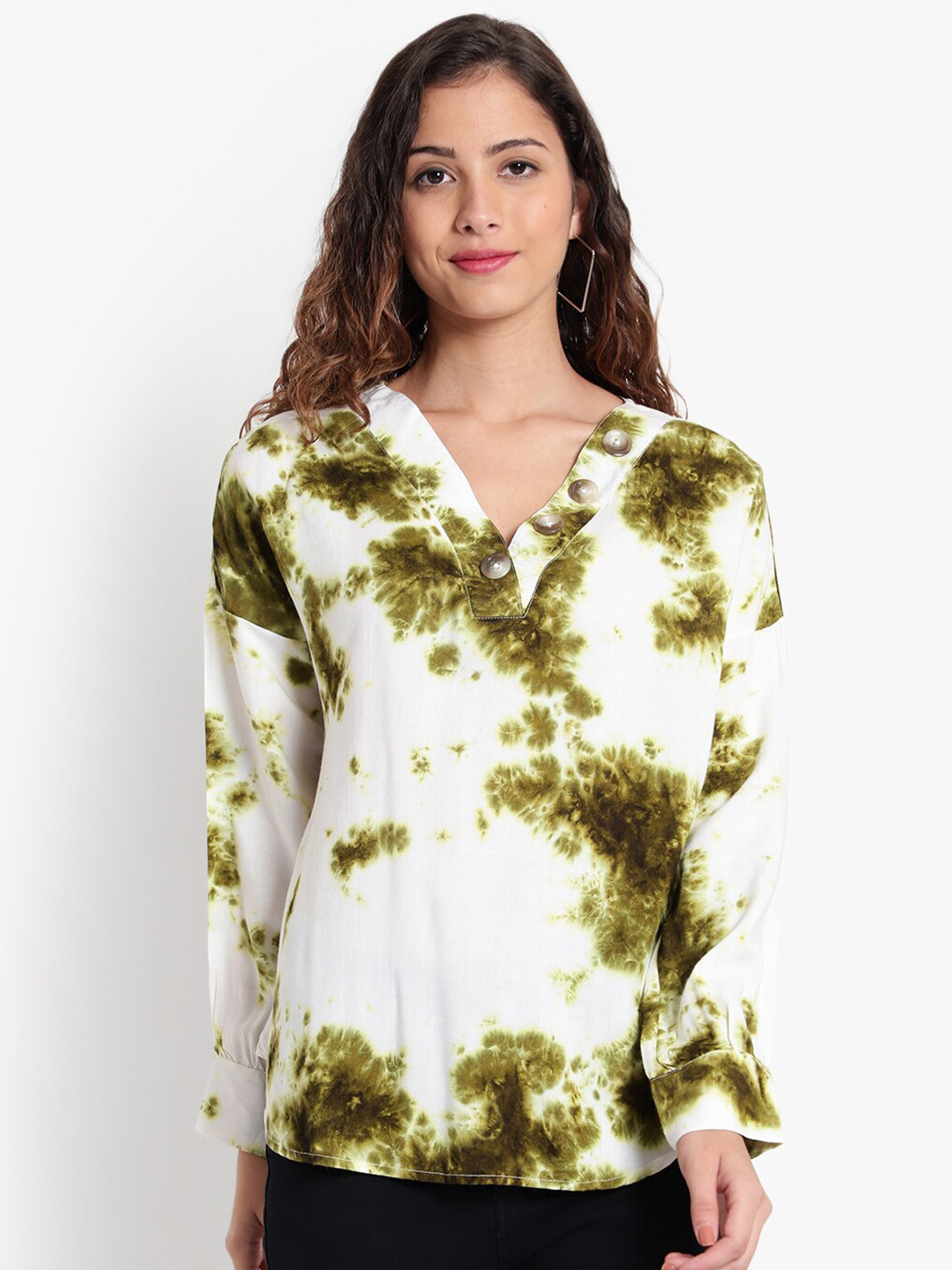 

Indietoga Women Green Tie and Dye Top