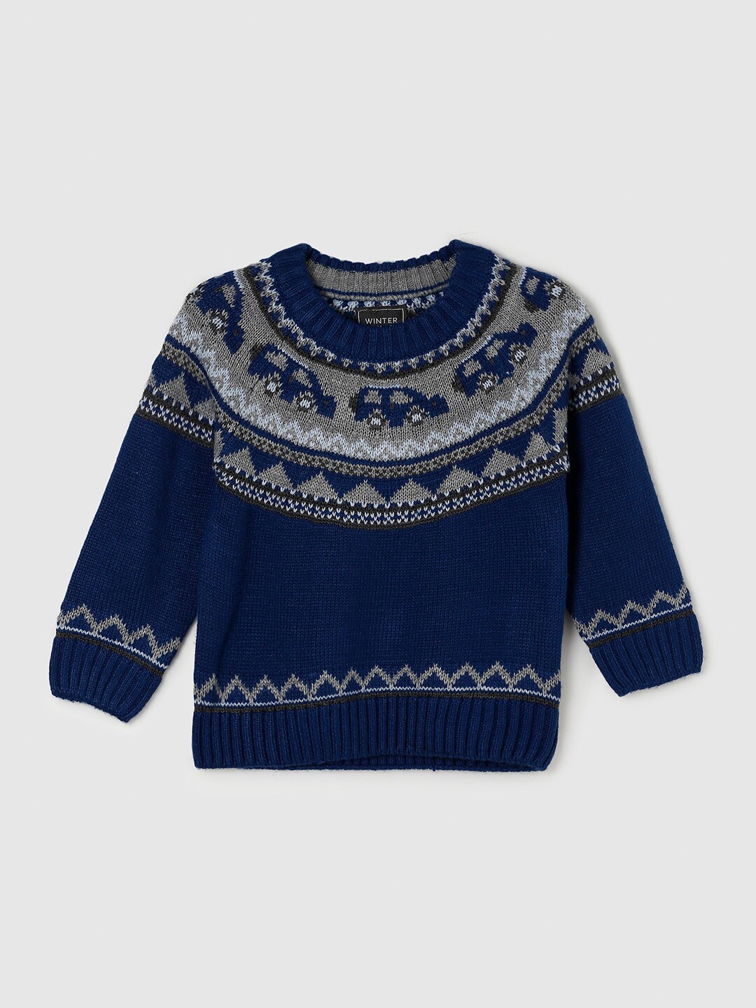 

max Boys Blue & White Printed Pullover