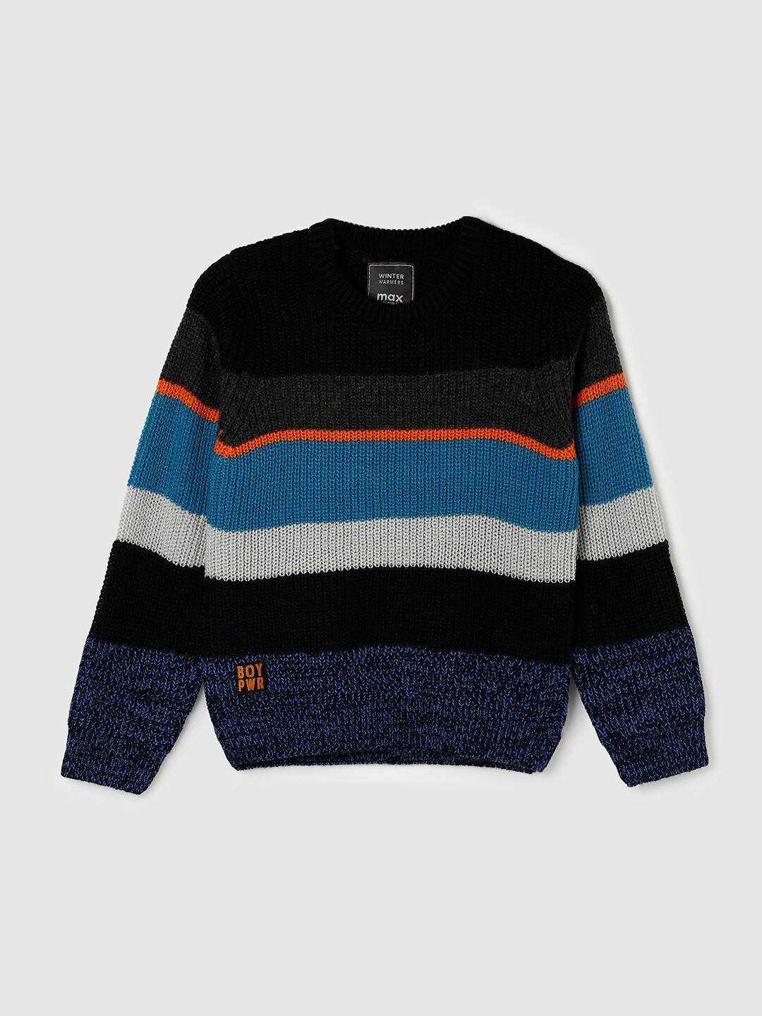 

max Boys Black & Blue Striped Striped Pullover