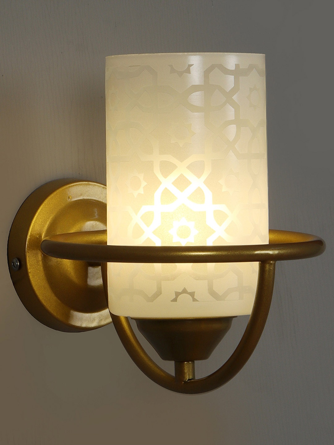 

MFD HOME FURNISHING Gold-Toned & White Printed Wall Lamps