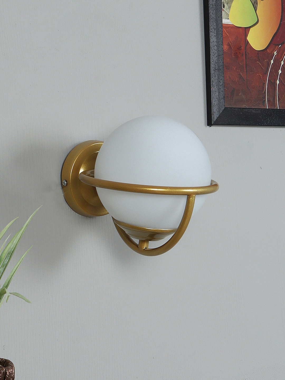 

MFD HOME FURNISHING Gold-Toned & White Solid Wall Lamps