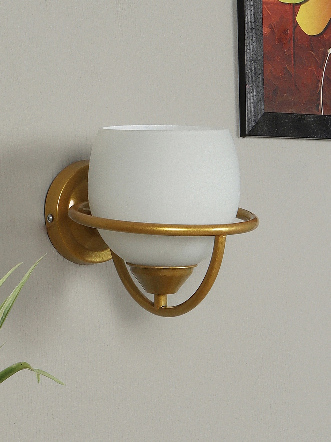 

MFD HOME FURNISHING Gold-Toned & White Solid Wall Lamps