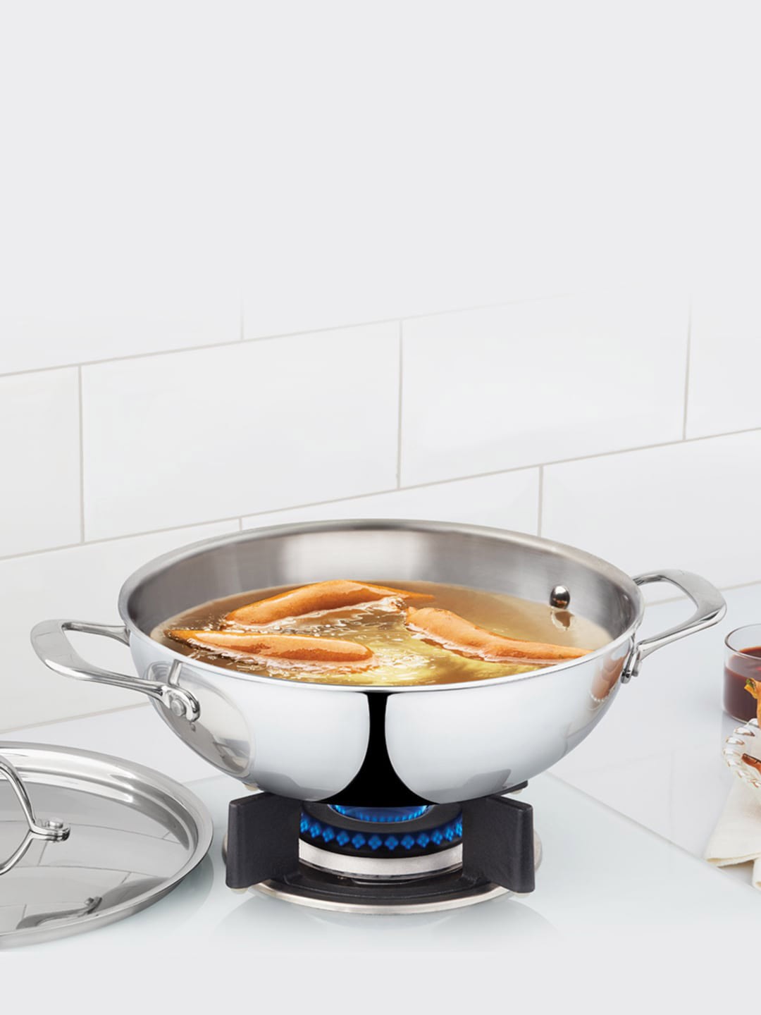 

BOROSIL Cookfresh Silver-Toned 5-Ply Stainless Steel Kadhai With Lid 1.9 L