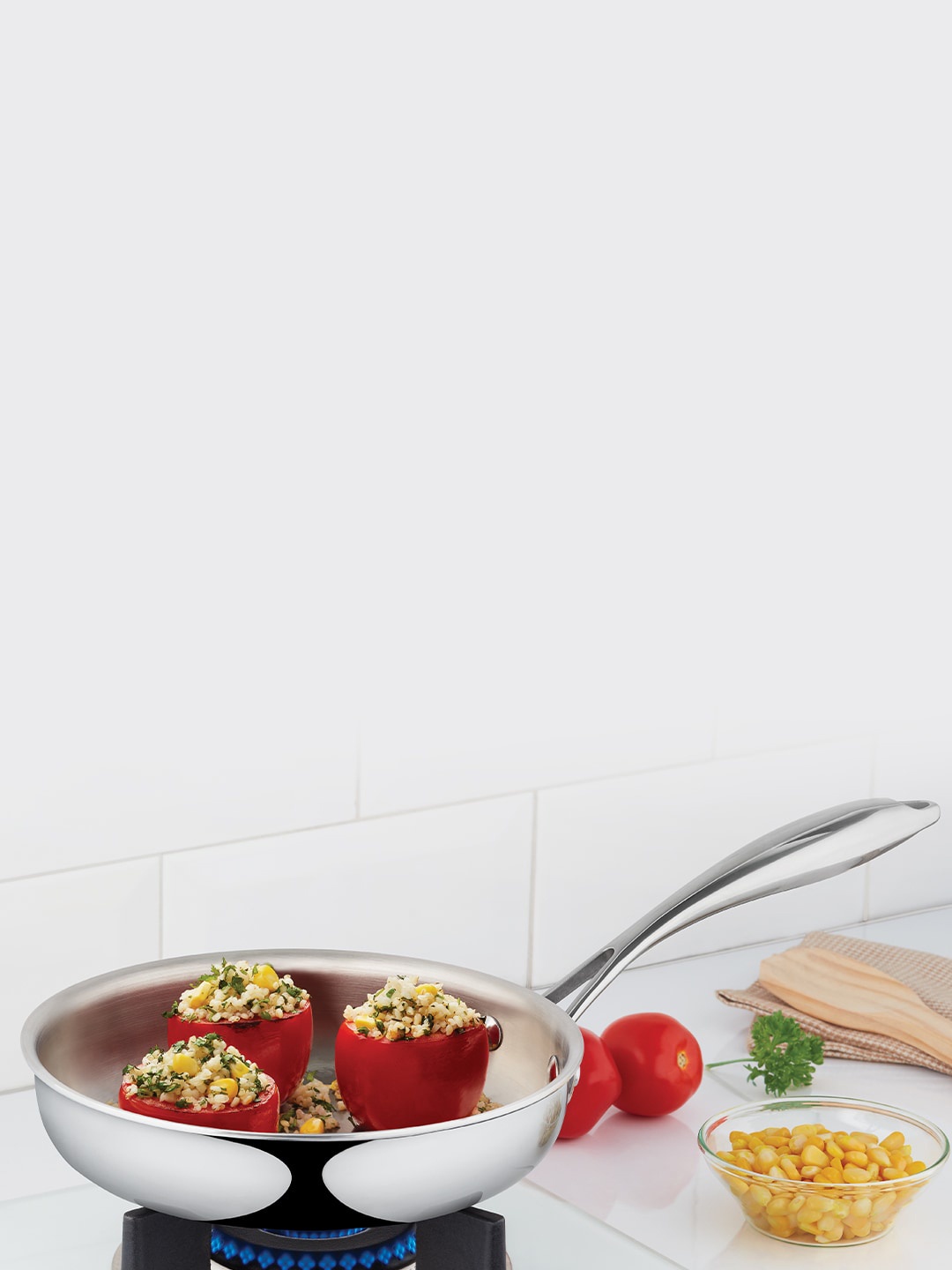 

BOROSIL Cookfresh Silver-Toned 5-Ply Stainless Steel Fry Pan 1.8 L
