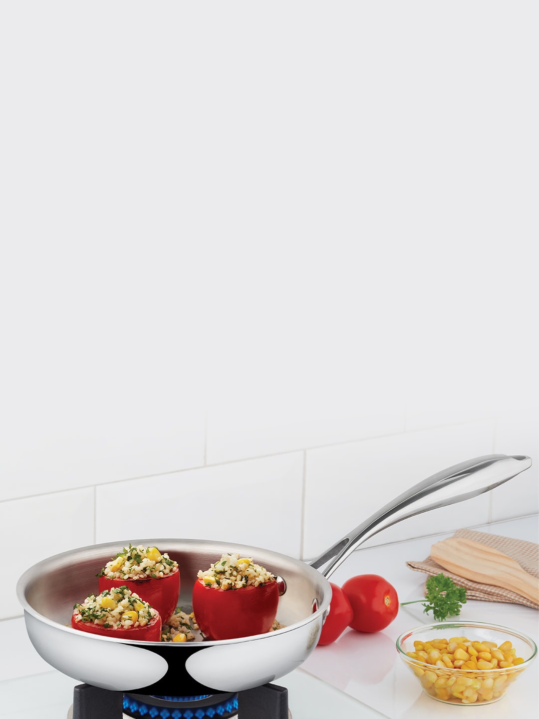 

BOROSIL Cookfresh Silver-Toned 5-Ply Stainless Steel Fry Pan 1.2 L