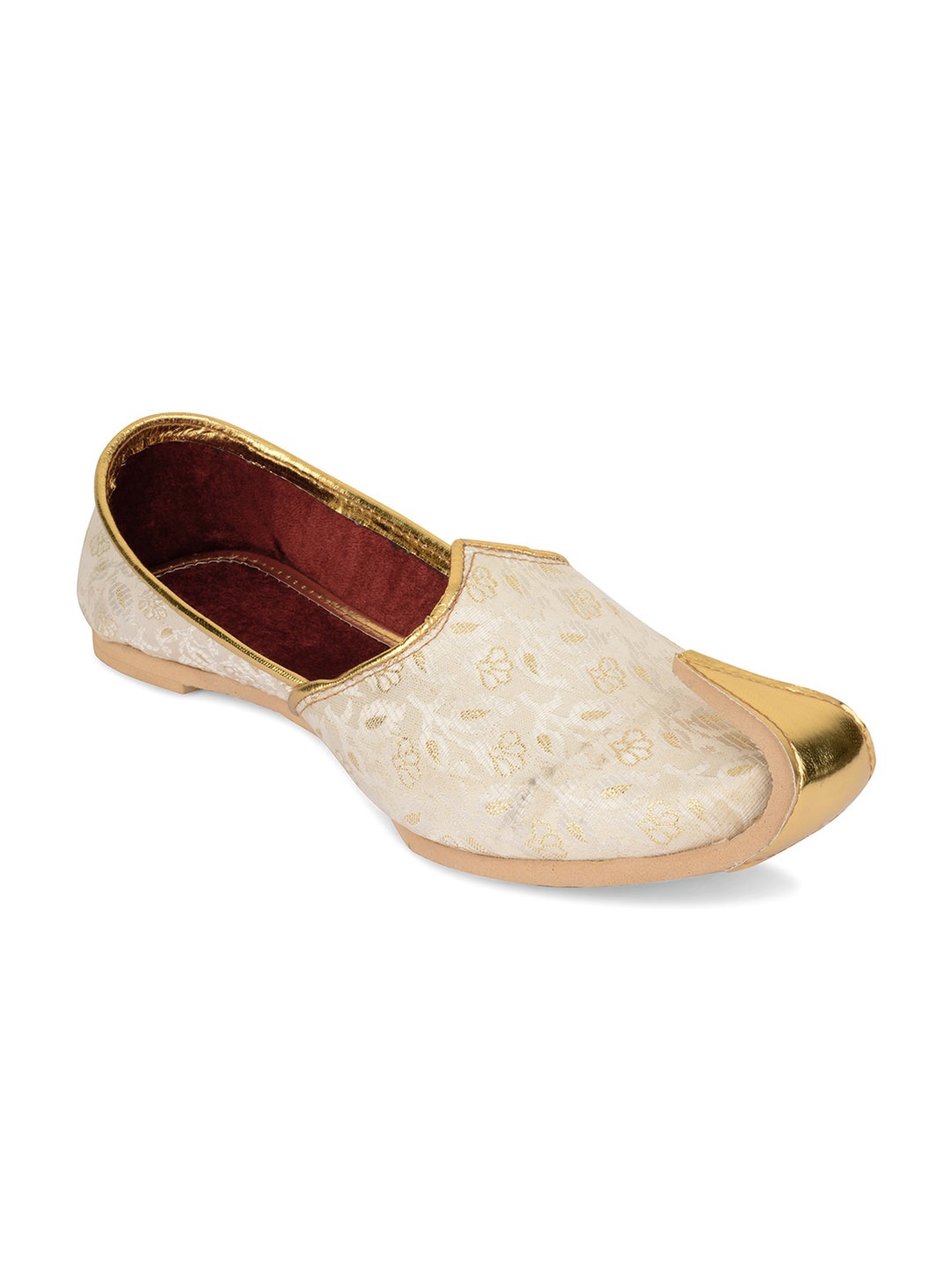 

DESI COLOUR Men Off White Woven Design Mojaris