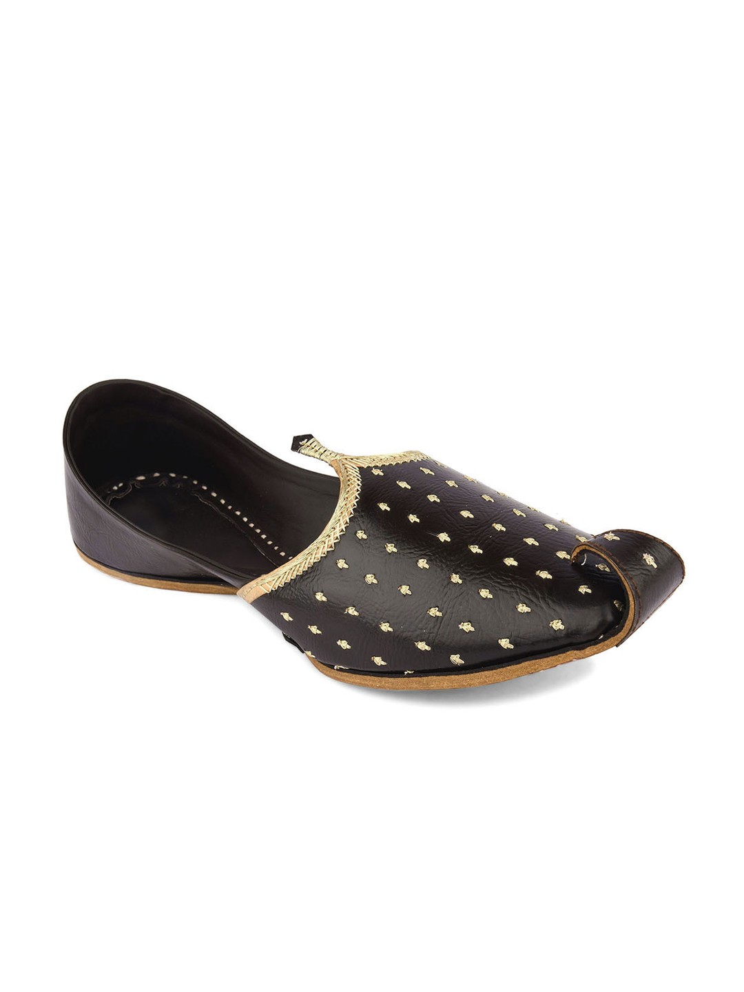 

DESI COLOUR Men Black Printed Leather Mojaris