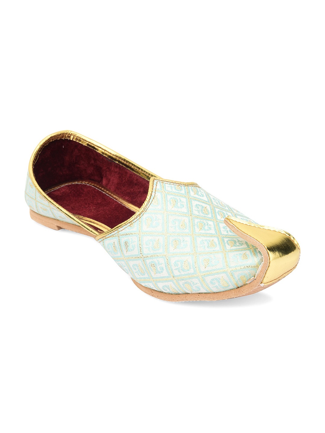 

DESI COLOUR Men Sea Green Printed Mojaris