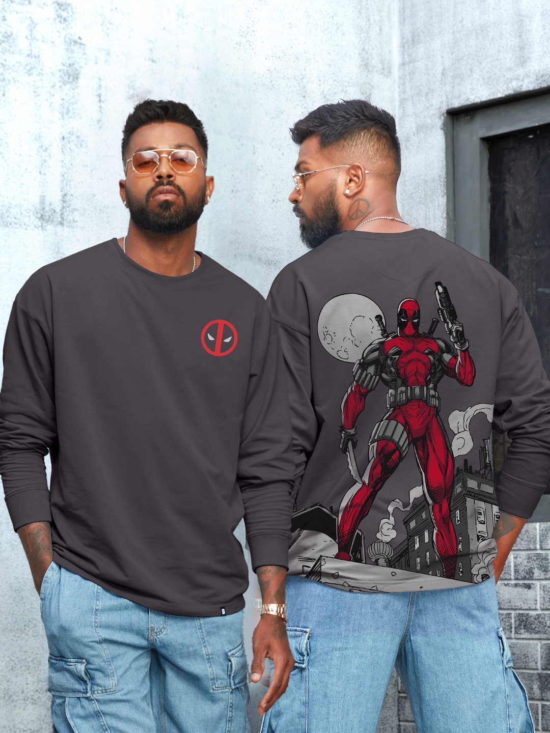 

The Souled Store Men Grey Graphic Drop-Shoulder Sleeves Oversized T-Shirt