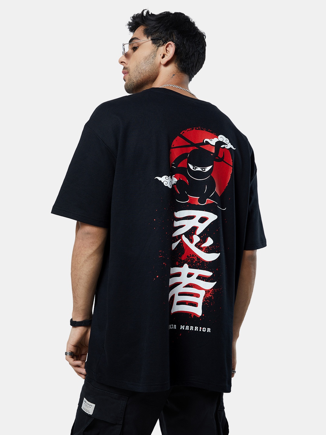 

The Souled Store Men Black Printed Oversized T-Shirt
