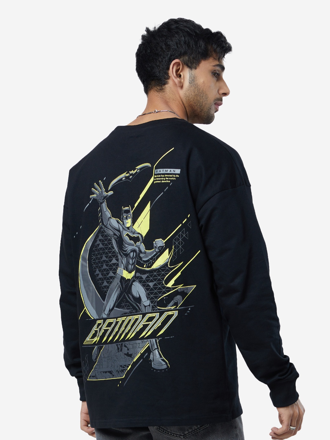 The Souled Store Batman Printed Oversized T-Shirt, Black