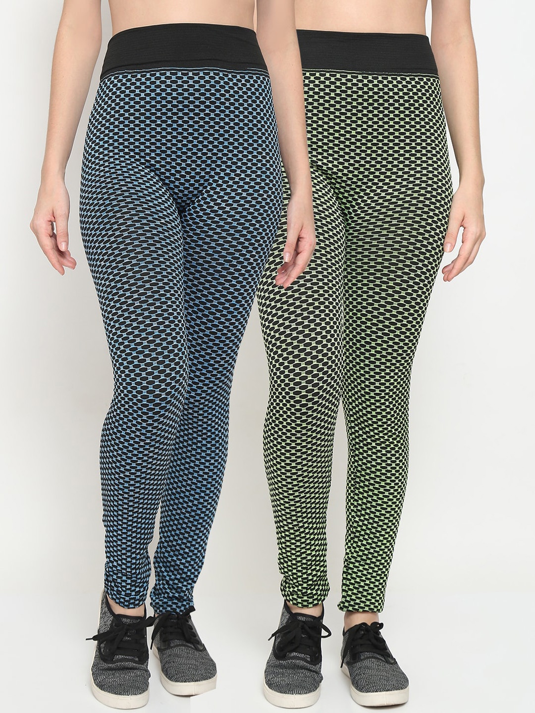 

GRACIT Women Pack of 2 Printed Ankle Length Leggings, Blue