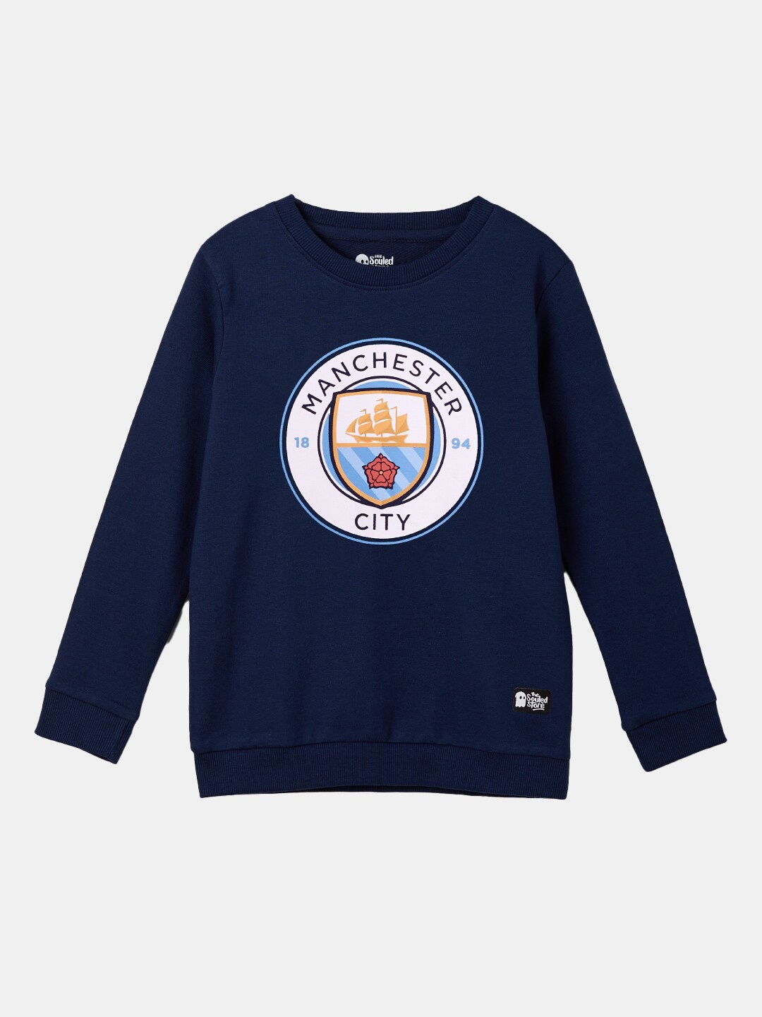 

The Souled Store Boys Manchester City Logo Cotton Printed Sweatshirt, Navy blue