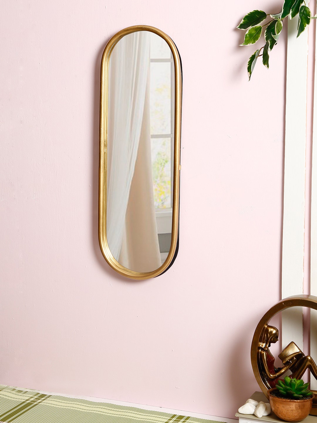 

Aapno Rajasthan Gold-Toned Solid Metallic Frame Mirrors