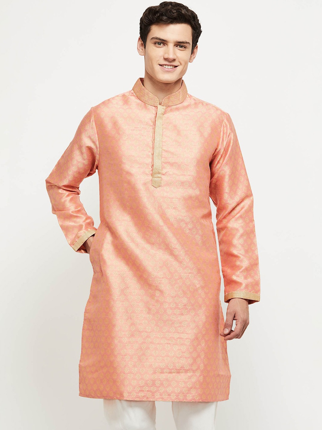 

max Men Peach-Coloured Kurta