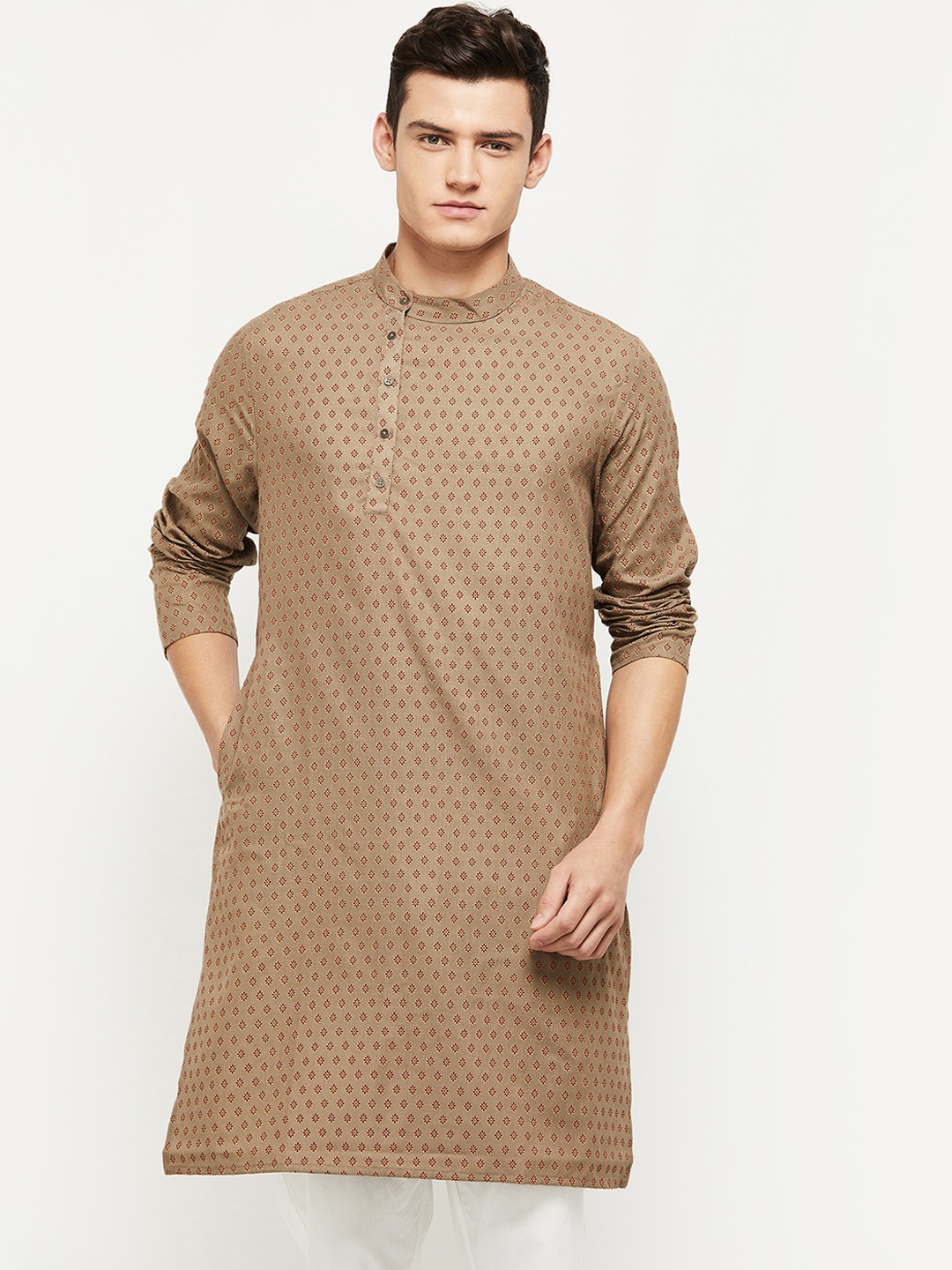 

max Men Green Floral Printed Kurta