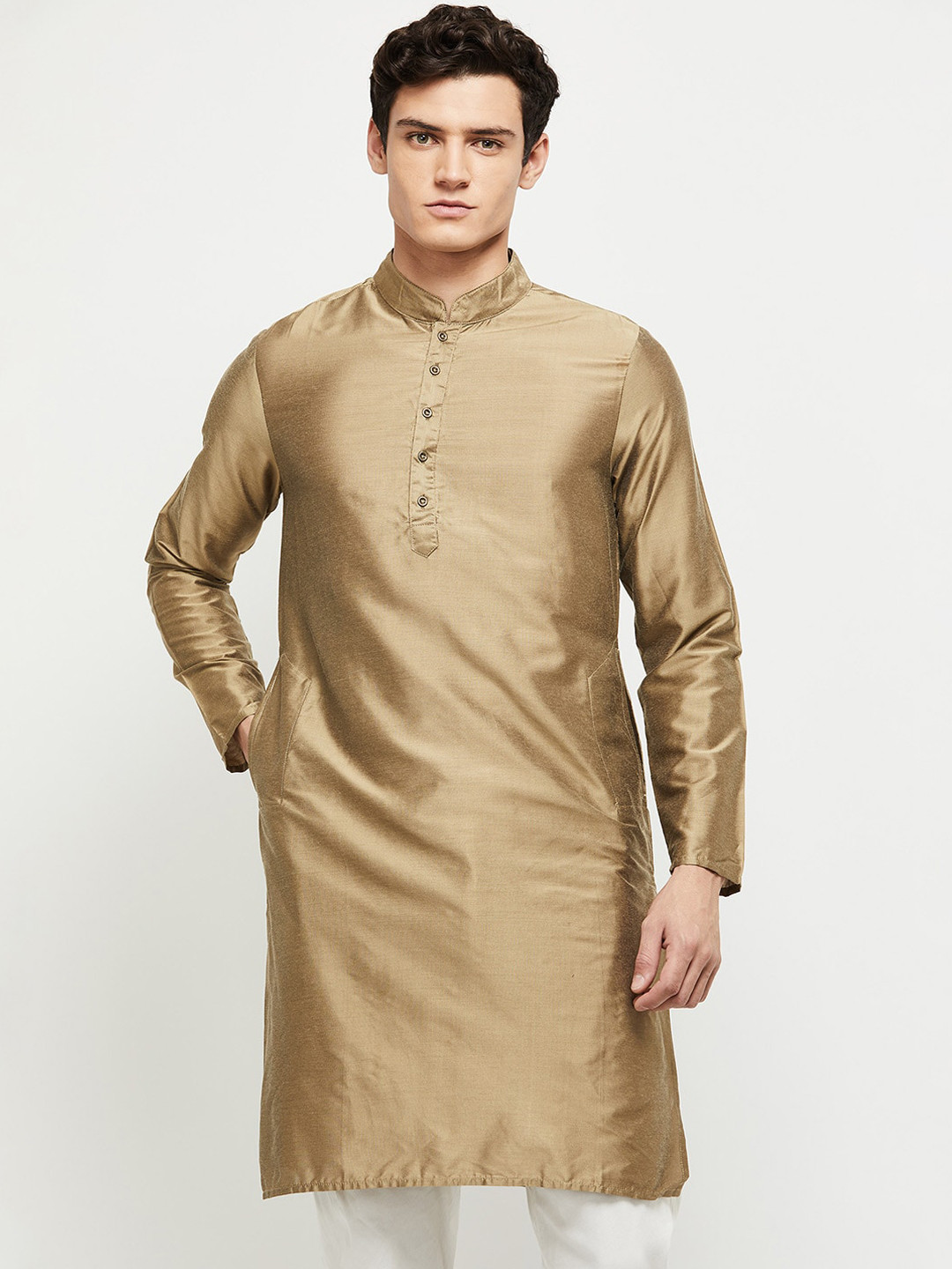

max Men Beige Solid Kurta