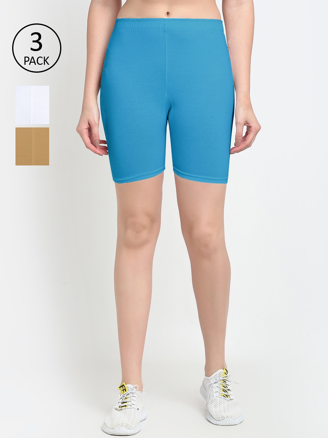

GRACIT Women White Cycling Sports Shorts