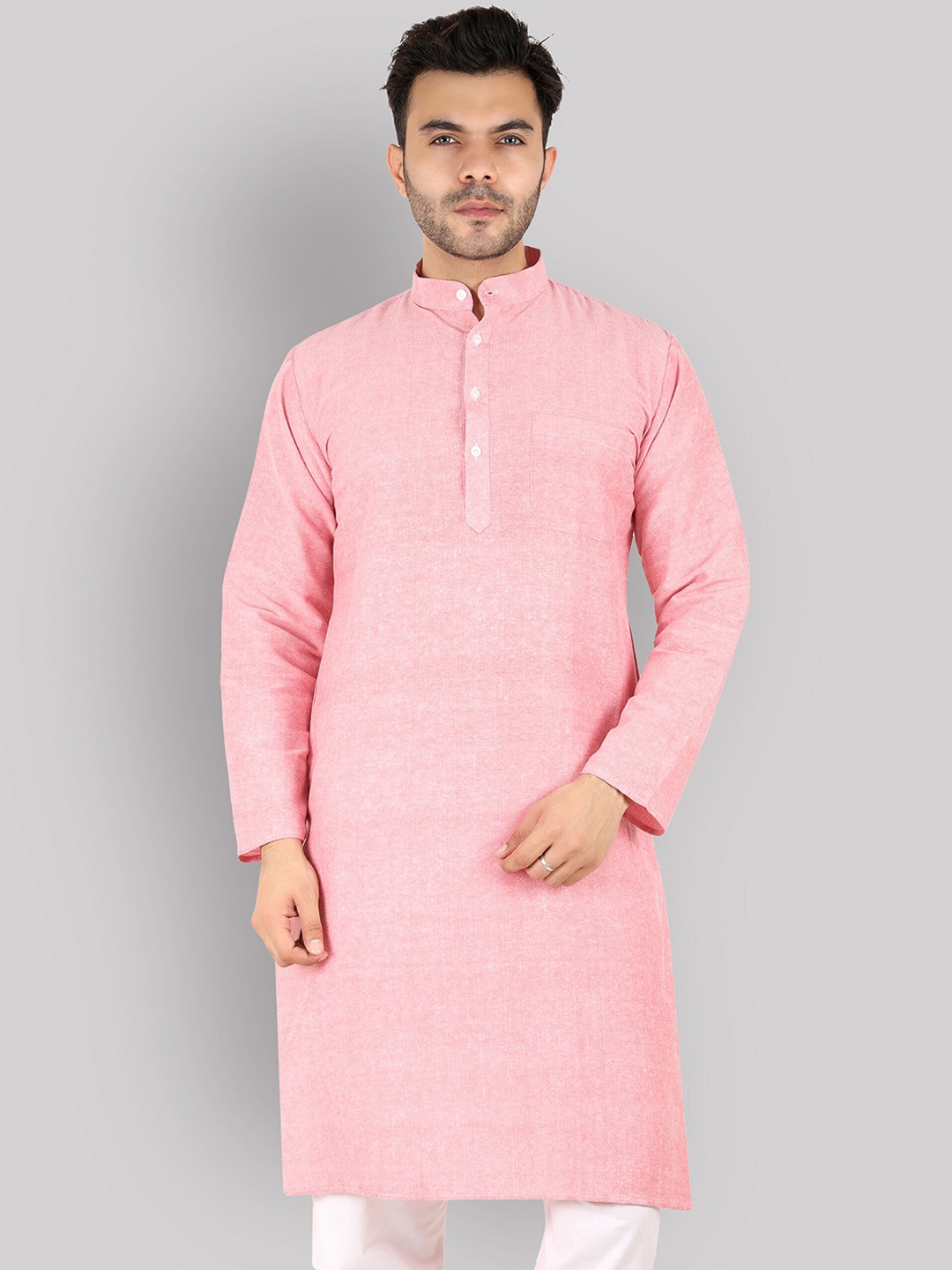 

Latest Chikan Garments Men Pink Straight Kurta