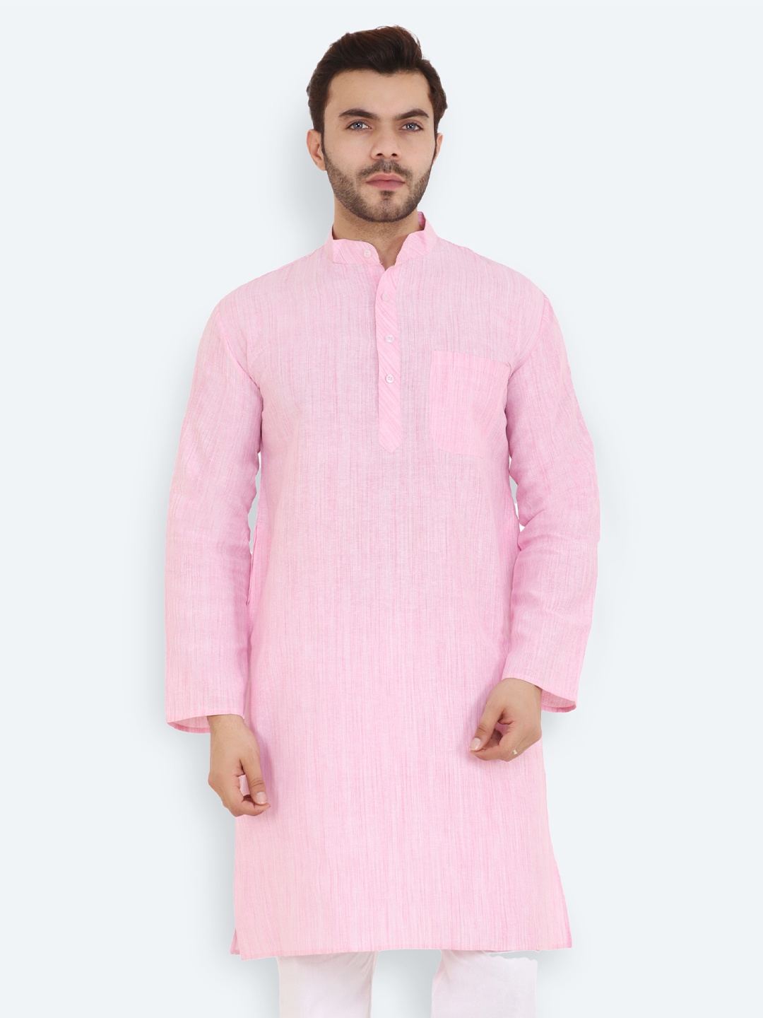 

Latest Chikan Garments Men Pink Straight Kurta