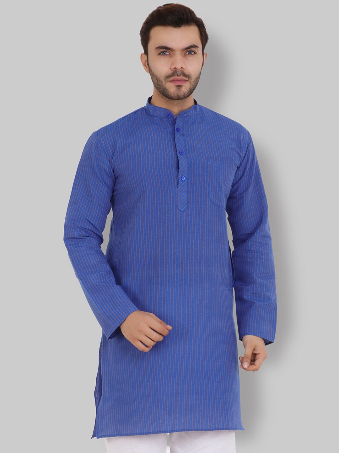 

Latest Chikan Garments Men Blue Printed Straight Kurta