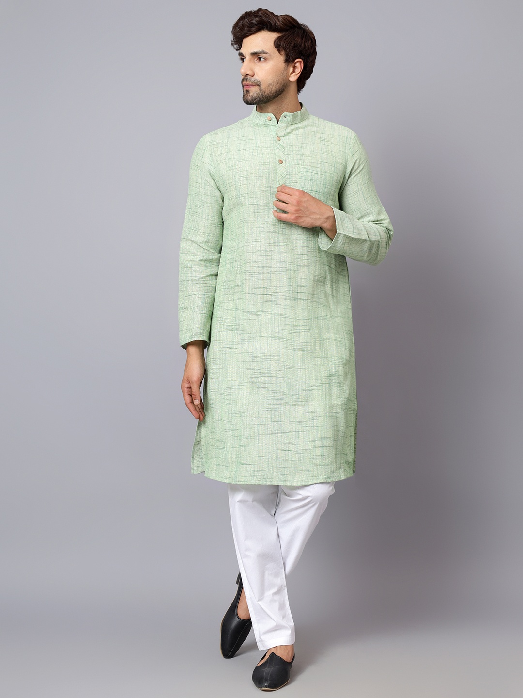 

Latest Chikan Garments Men Green Abstract Straight Kurta