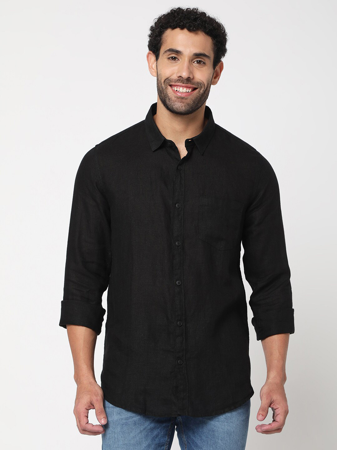 

SPYKAR Men Black Classic Slim Fit Cotton Casual Shirt