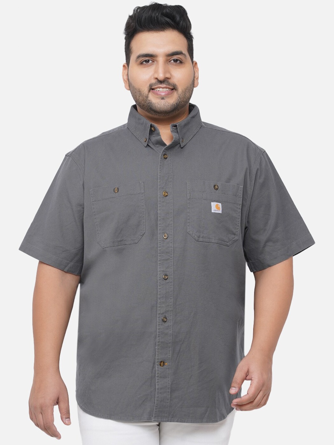 

Santonio Men Plus Size Grey Comfort Pure Cotton Casual Shirt