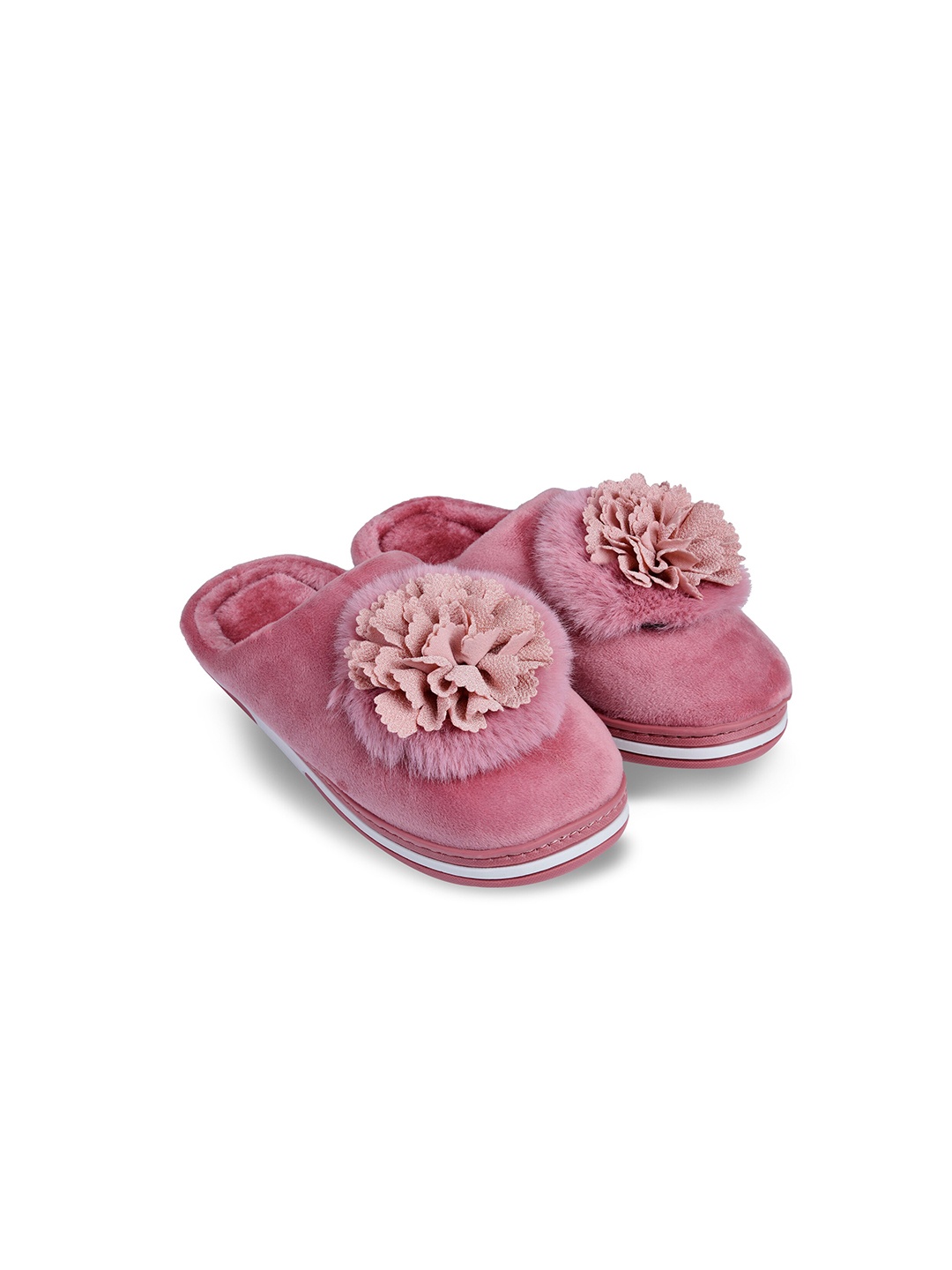 

CASSIEY Women Peach-Coloured Embellished Room Slippers