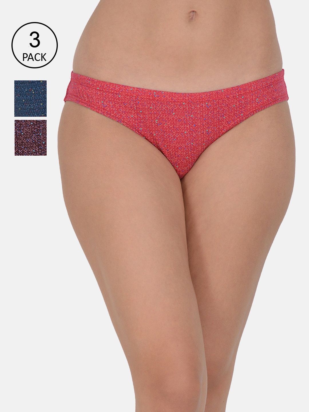 

Leading Lady Women Pack of 3 Printed Cotton Low-Rise Bikini Briefs BK-P-5011-3, Coffee brown