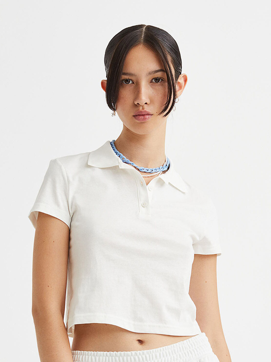 

H&M Woman Cotton polo shirt, White