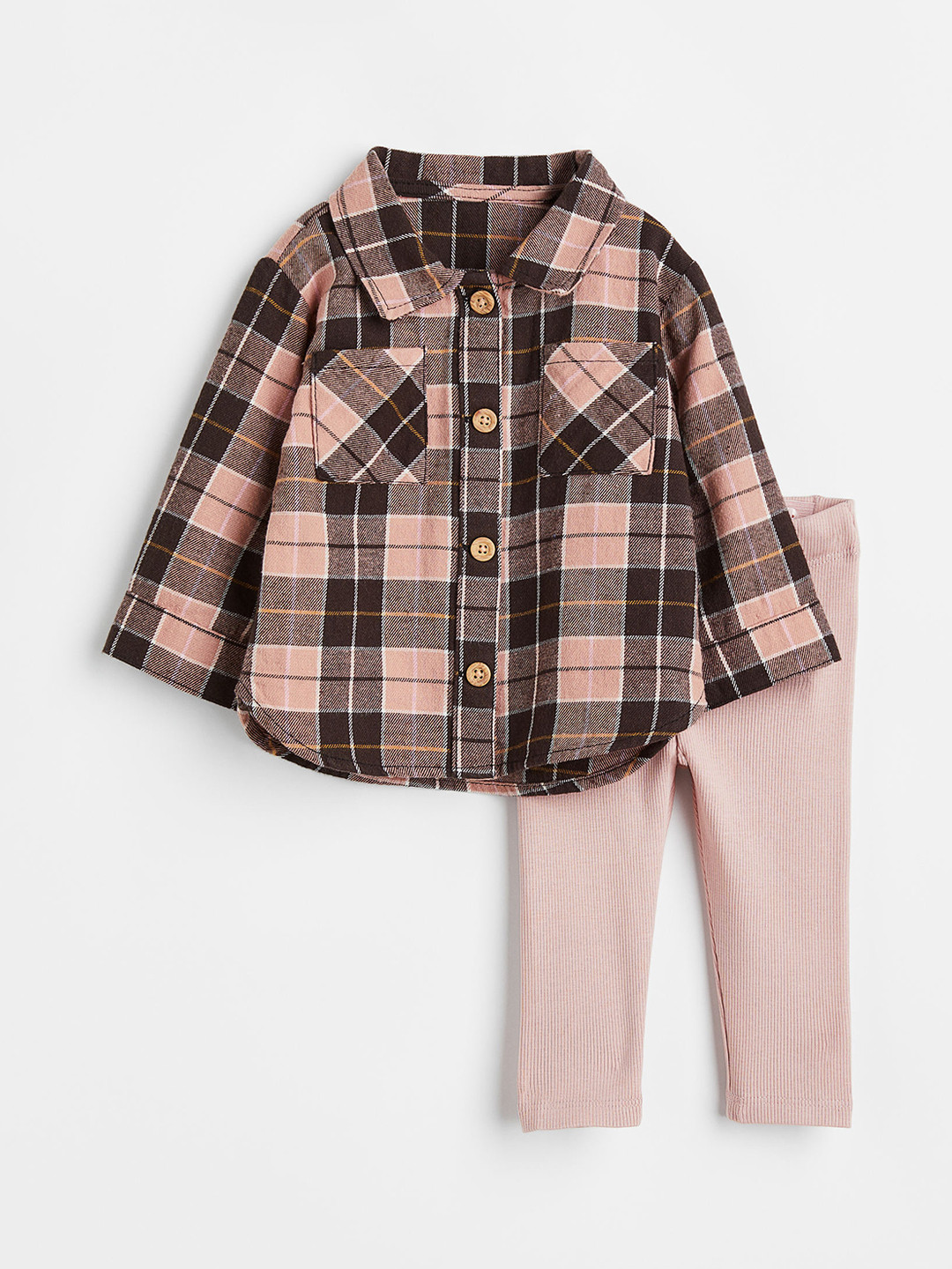 

H&M Girls 2-Piece Cotton Set, Brown