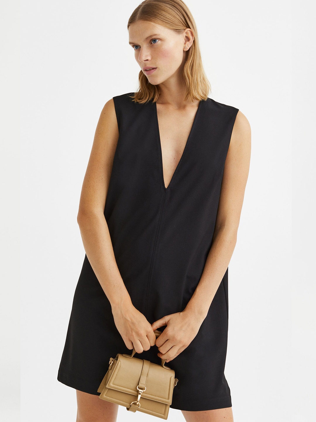 

H&M Women V-Neck Dress, Black