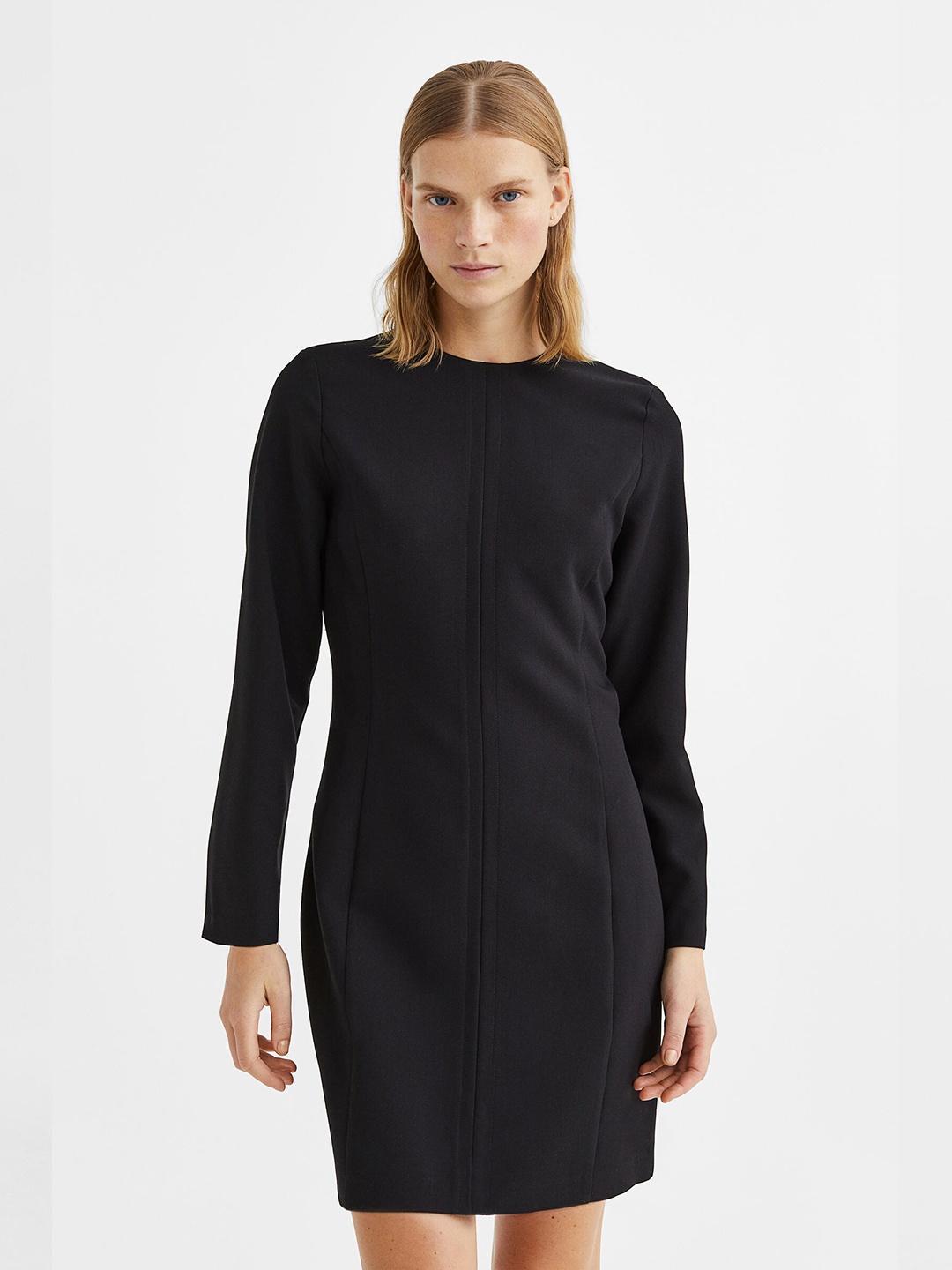

H&M Woman Short long-sleeved dress, Black