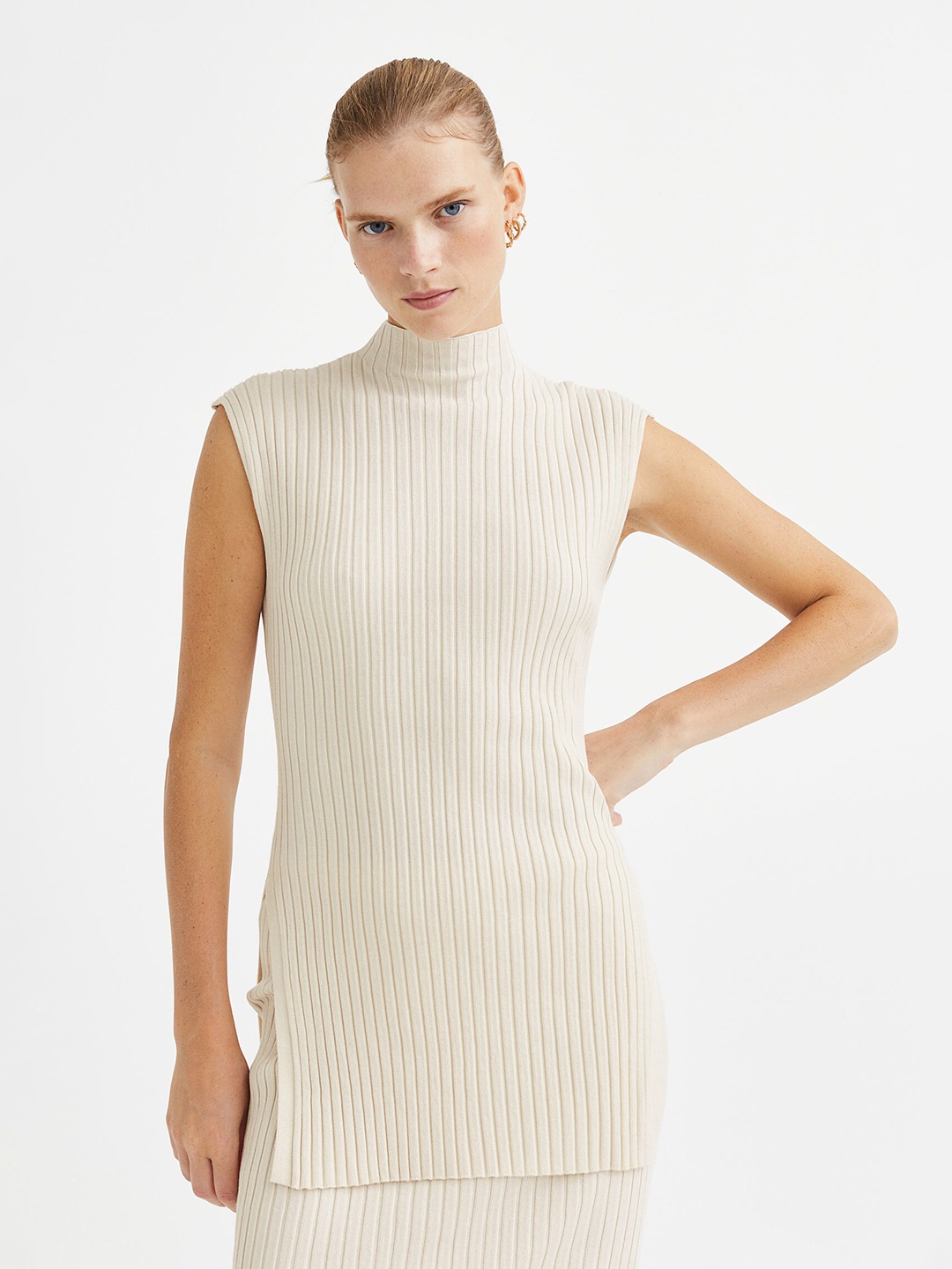 

H&M Women Striped Sweater Dress, White