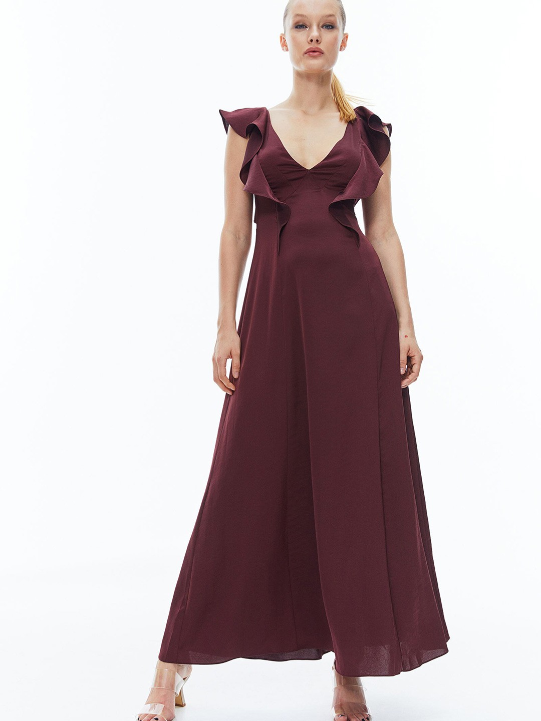 

H&M Woman Flounced maxi dress, Red
