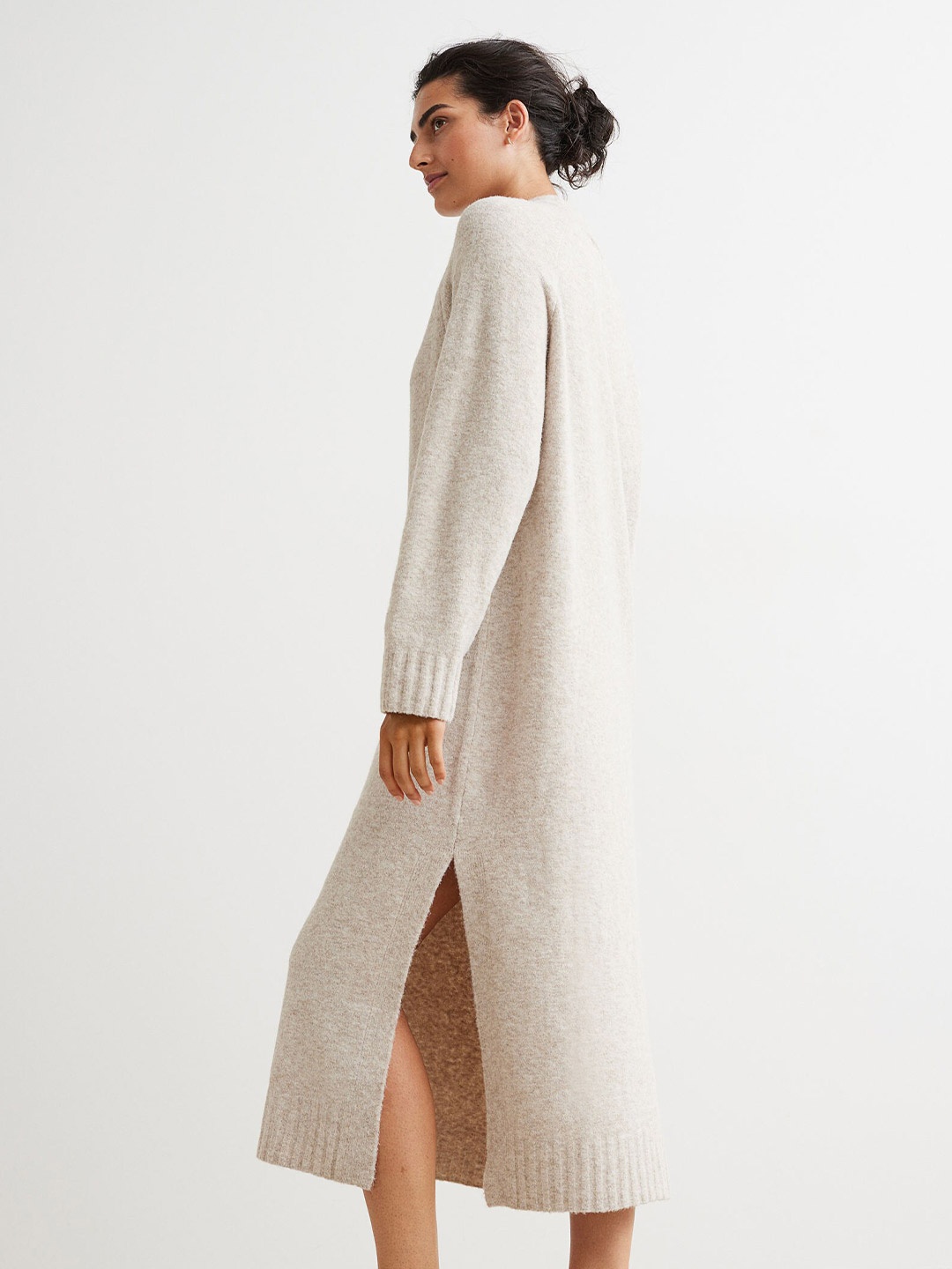 

H&M Woman Knitted long Jumper dress, Beige