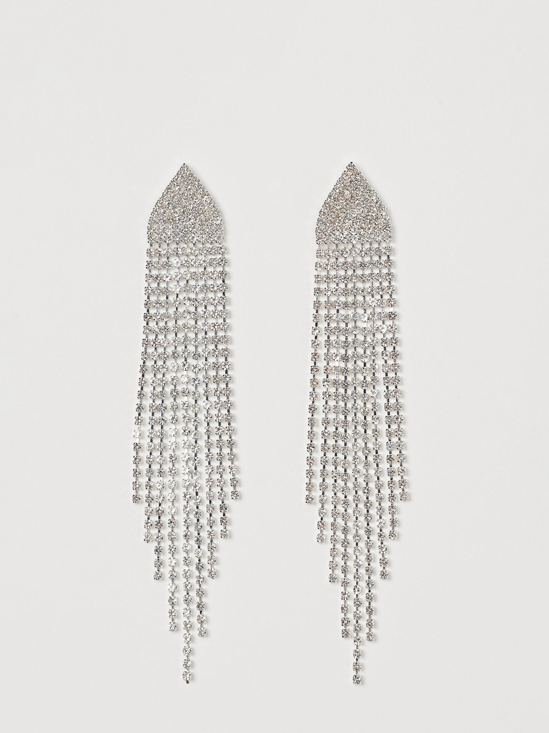 

H&M Long Rhinestone Earrings, Silver