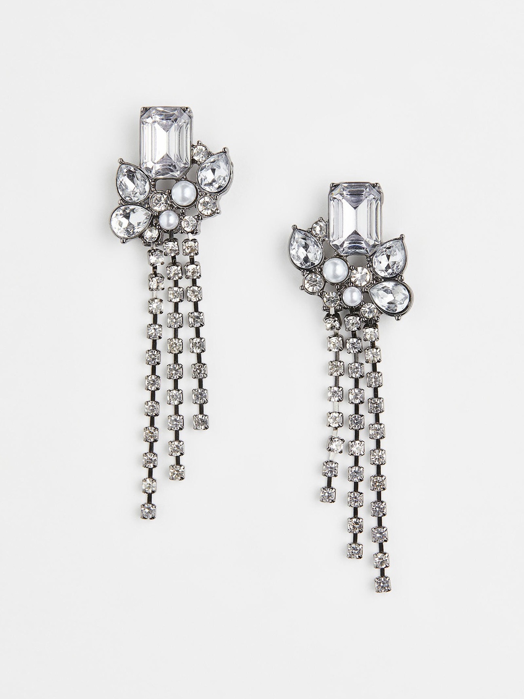 

H&M Rhinestone Earrings, Silver