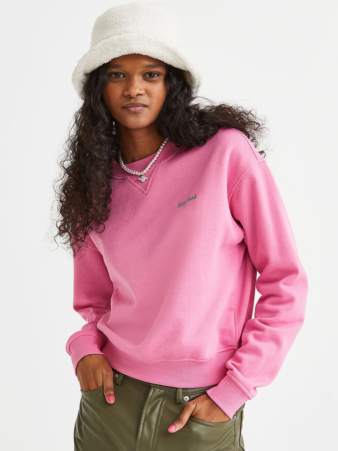 

H&M Women Solid Pullover Sweatshirt, Pink