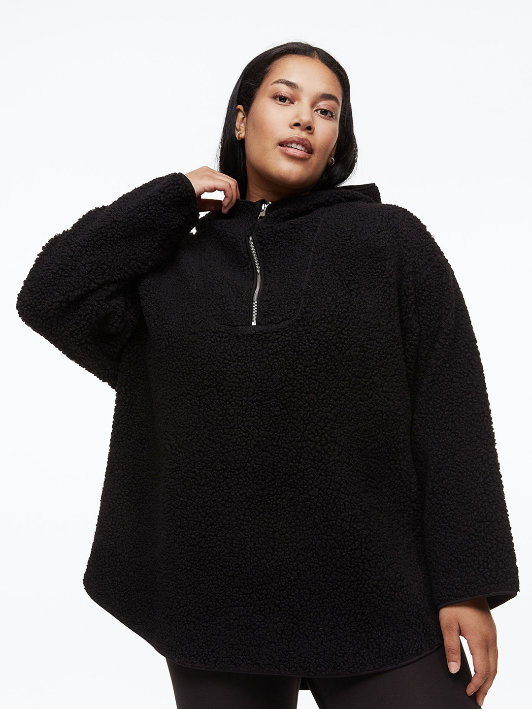 

H&M+ Women Oversized Fleece Hoodie, Black